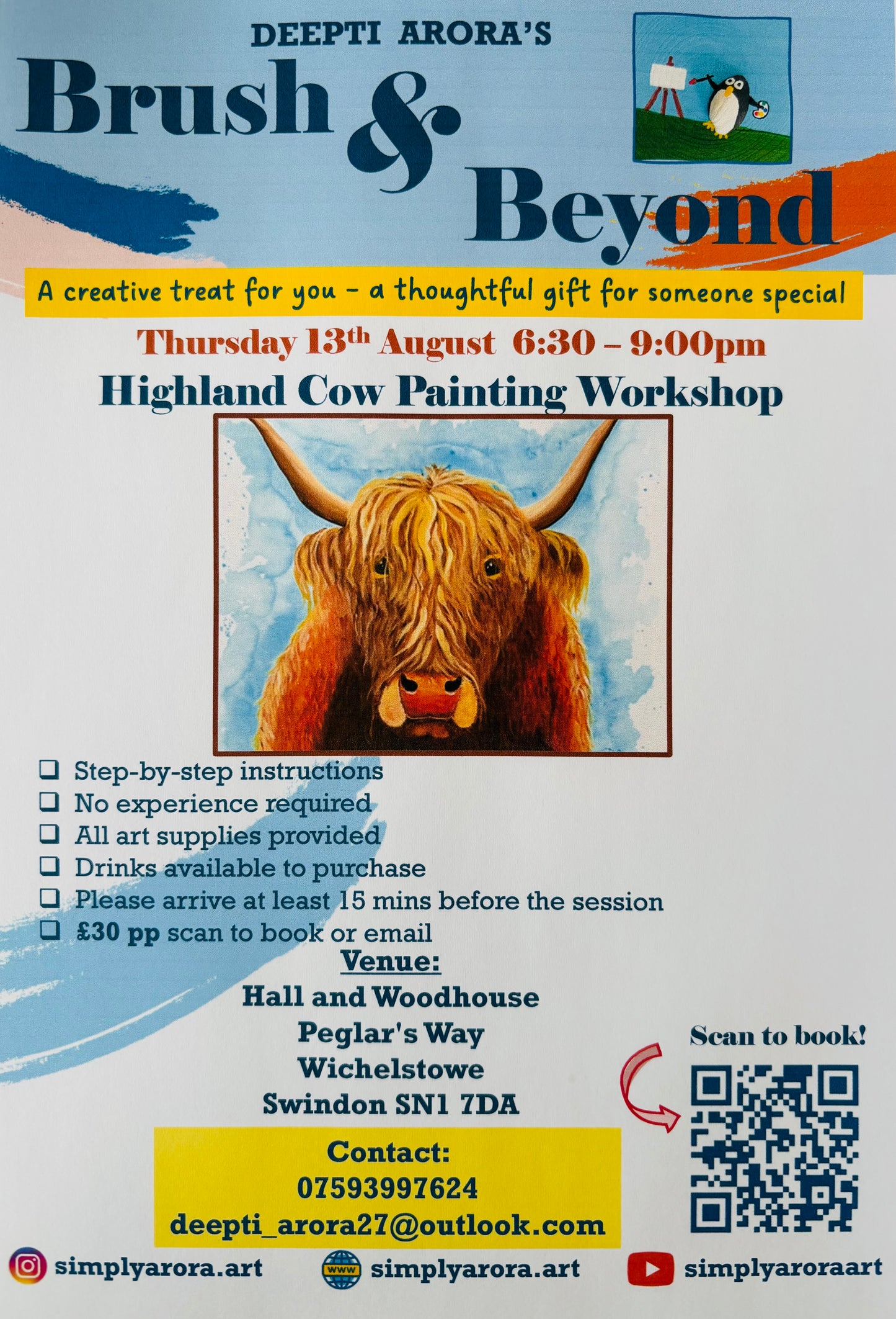 Brush & Beyond - Highland Cow- 13th August - Thursday H&W pub 6:30-9:00pm