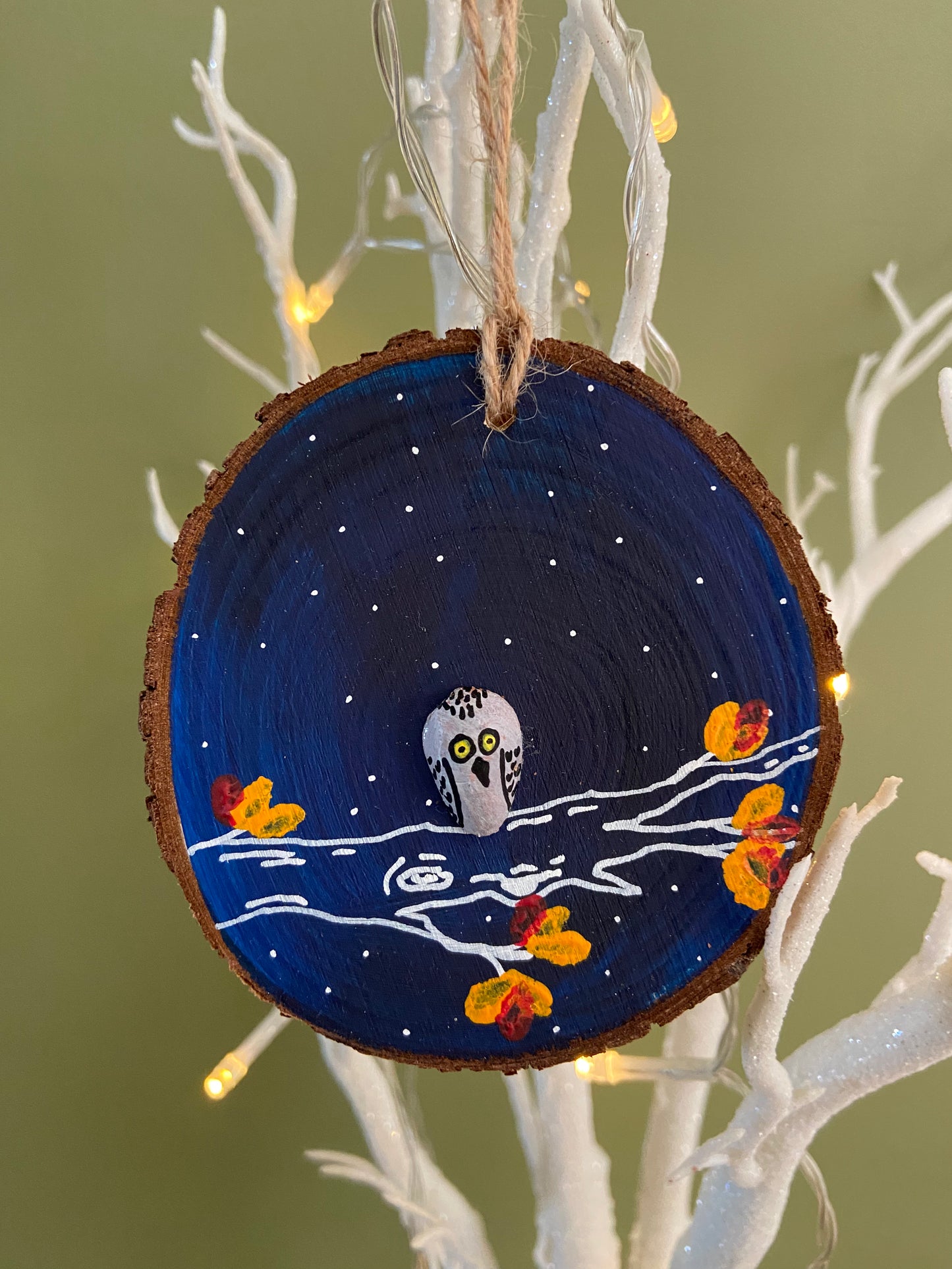 Autumn owls pistachio shell hanging decoration