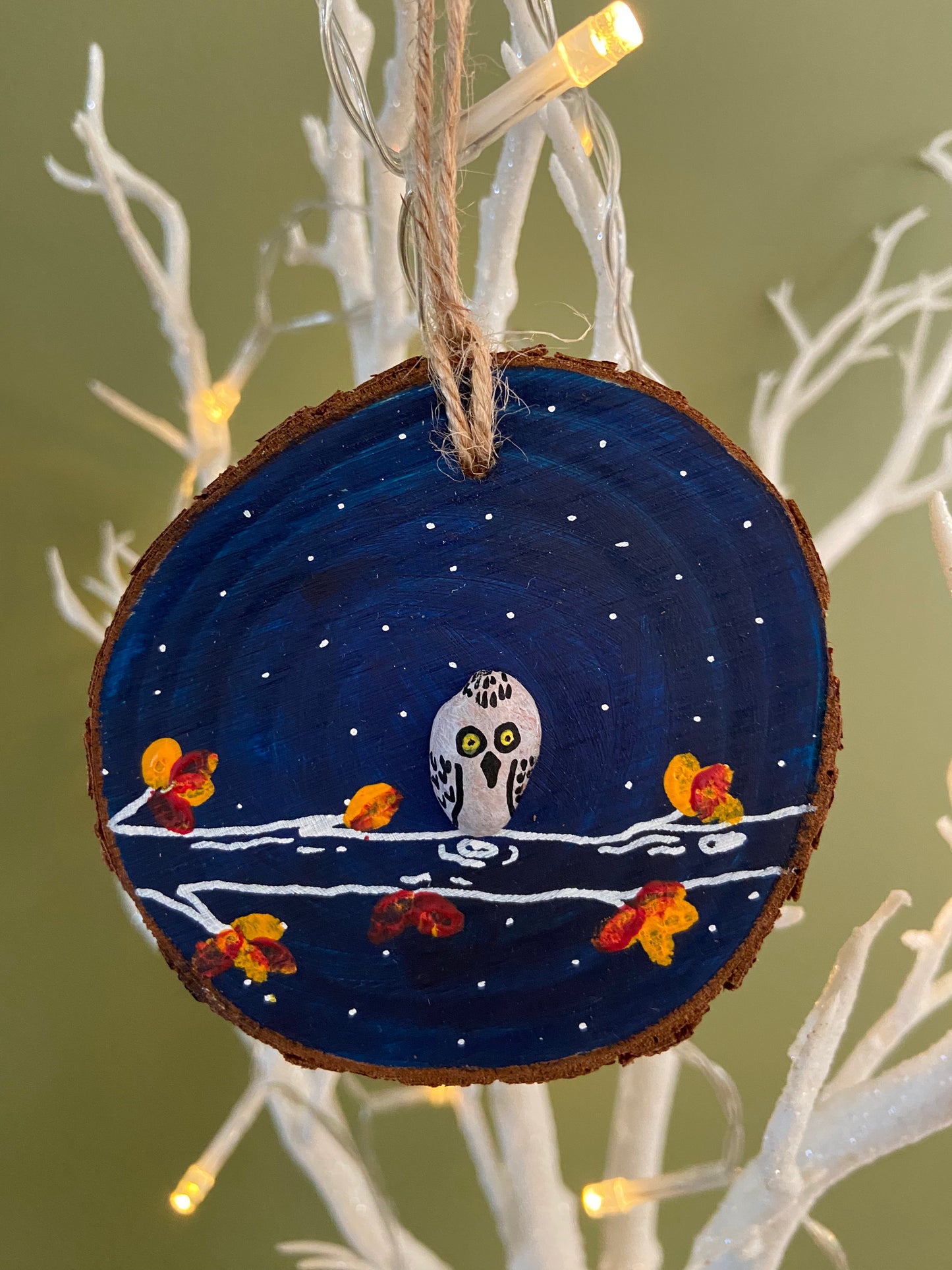 Autumn owls pistachio shell hanging decoration