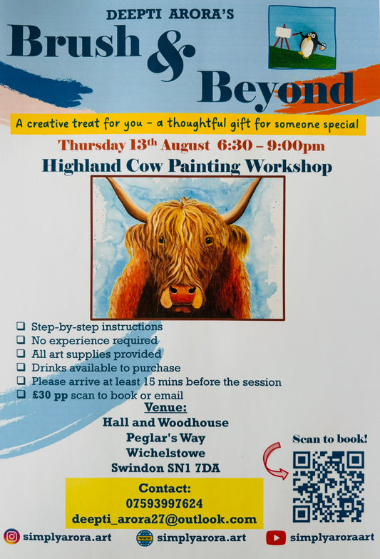 Brush & Beyond - Highland Cow- 13th August - Thursday H&W pub 6:30-9:00pm