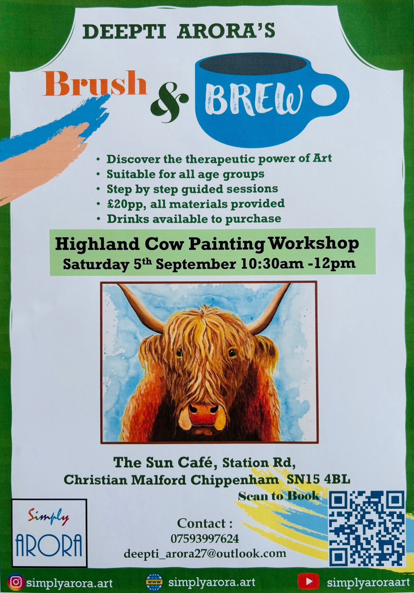 The Sun Cafe - Highland Cow painting workshop - 5th September