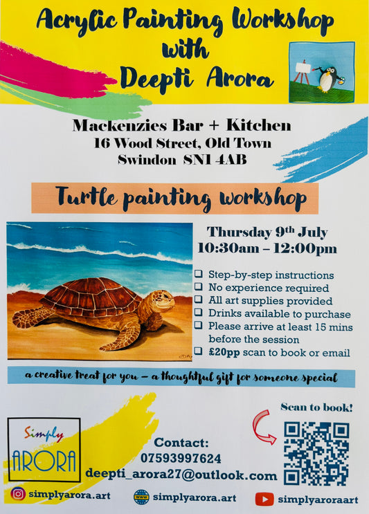 Mackenzies 9th July, 10:30-12, Turtle painting workshop