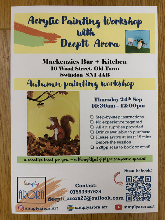 Mackenzies Thursday 24th September 10:30am-12pm, Autumn painting workshop