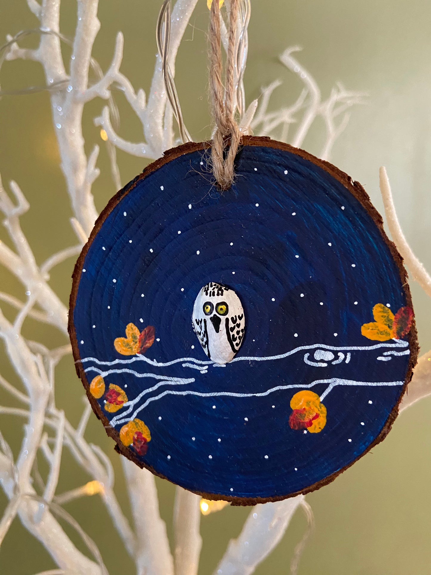 Autumn owls pistachio shell hanging decoration